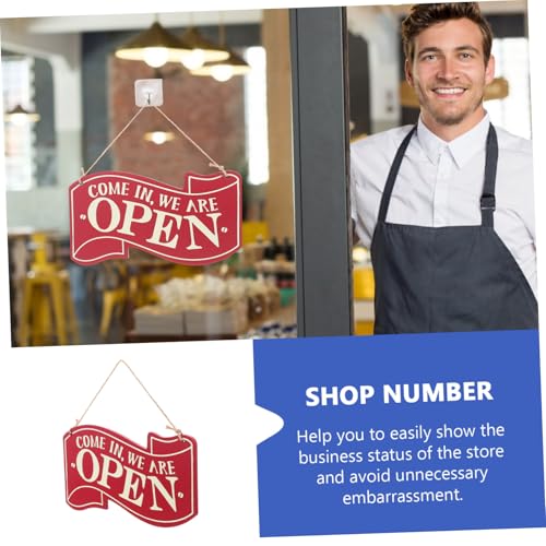 ELAYARD Doppelseitiges Holzschild Open Closed Türdekoration Robust Leicht für Laden Geschäft Klarer Druck Praktische Anzeige Geschäftsstatus Rot von ELAYARD