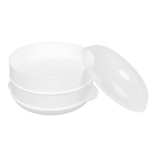 ELAYARD Doppelstöckiger Mikrowellen Dampfgarer mit Deckel Bpa Frei Mikrowellengeeignet mit Seitlichen Griffen und Dampfablass für Gemüse und Babynahrung Einfach zu Reinigen und von ELAYARD