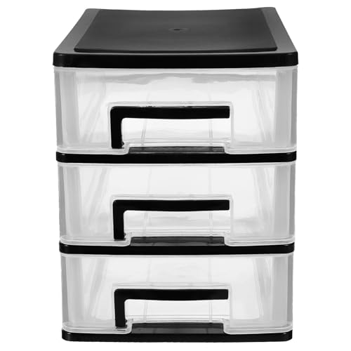 ELAYARD Dreischichtiger Schrank mit Ausziehbaren Kunststoffschubladen Tragbarer Organizer für Büro und Wohnräume Multifunktionales Lagerregal Schwarz und Transparent von ELAYARD