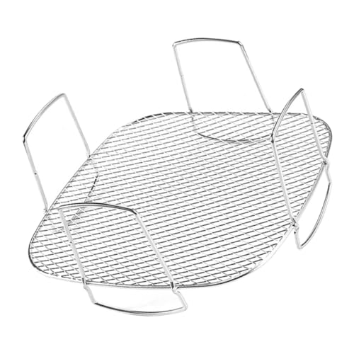 ELAYARD Edelstahl Airfryer Grillrost mit Praktischem Griff Stapelbares Ofengestell für Heißluftfritteuse Robustes Leicht zu Reinigendes Koch und Dörrautensil für Gemüse Barbecue und Toast von ELAYARD