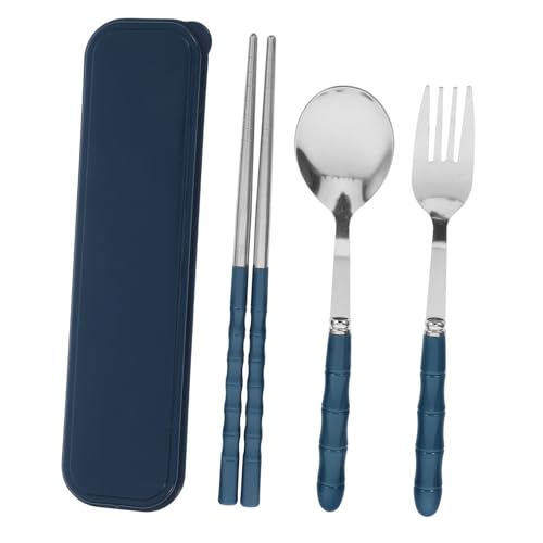 ELAYARD Edelstahl Besteck Set Teilig mit Gabel Löffel Essstäbchen Modernes Stilvolles Design Wiederverwendbar Leicht Tragbar für Camping Schule Büro Inklusive Aufbewahrungsetui von ELAYARD