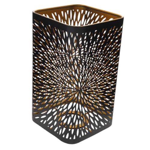 ELAYARD Eisenlampenschirm Außen Schwarz Innen Gold Zylindrischer Lampenschirm mit Ausgehöhltem Blumenmuster Dekorativer Lampenschirm für Tisch Stehleuchten in Restaurant Bar Flur von ELAYARD