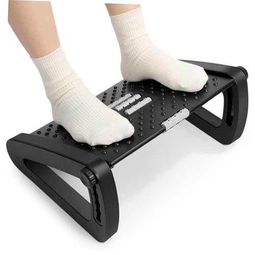 ELAYARD Ergonomische Fußstütze Verstellbar mit Massage rutschfest Stabiler Kunststoff Kompakte Unter Schreibtisch Fußhocker für Büro und Zuhause Fördert Gesunde Sitzhaltung von ELAYARD