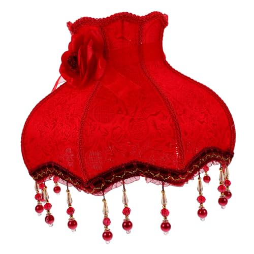 ELAYARD Europäischer Vintage Lampenschirm Stoff lampenschirm Ersatzschirm für Tischlampe Runder Großer Muschel dom mit Zartem Spitzen Perlendetail Rot Langlebig und Dekorativ ELAYARD Europäischer Vintage Lampenschirm Stoff lampenschirm Ersatzschirm für Tischlampe Runder Großer Muschel dom mit Zartem Spitzen Perlendetail Rot Langlebig und Dekorativ von ELAYARD