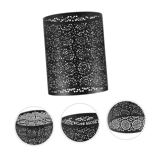 ELAYARD Hängender Runder Lampenschirm aus Metall Hohl Gestaltete Deckenleuchte Dekorative Pendelleuchte für Bar Restaurant Wohnzimmer Mattschwarz Wiederverwendbar von ELAYARD