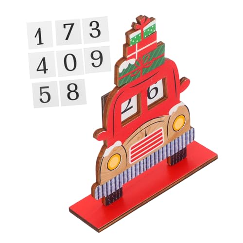 ELAYARD Handbemaltes Holz Auto Weihnachtsdekoration mit Santa Claus Countdown Blocks Langlebiger Weihnachtskalender Interaktives Adventszählspiel Festlicher Christbaumschmuck für DIY von ELAYARD