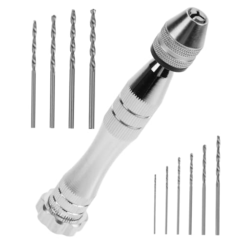 ELAYARD Handbohrer Aluminiumlegierung Mini Handbohrwerkzeug Präziser Manueller Lochstanzer für Holz Kunststoff Basteln DIY mit Bohrköpfen Langlebig und Einfach zu Bedienen von ELAYARD