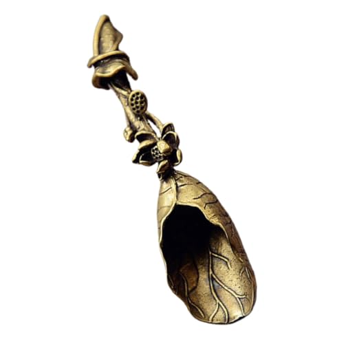 ELAYARD Handgefertigte Dekorative Teeschaufel aus Massivem Messing Kleiner Chinesischer Gongfu teelöffel für Losen Tee Ergonomisch Leicht zu Reinigen Stilvolles Zen design für von ELAYARD