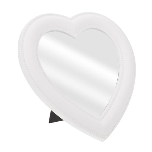 ELAYARD Herzförmiger Makeup Spiegel Deko Wand Tischspiegel Weiß Kreatives Design Kompakt und Stilvoll für Damen Schminktisch und Tägliche Anwendung von ELAYARD