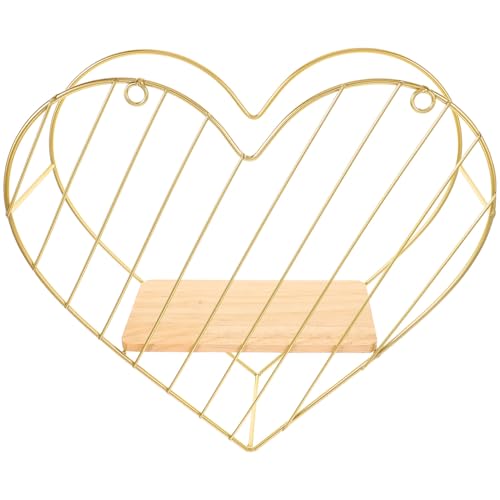 ELAYARD Herzförmiges Wandregal aus Eisen und Holz Modernes Kinderzimmer Wandhalter für Kleine Pflanzen Badezimmer und Schlafzimmer Platzsparend Dekorativ und Funktional von ELAYARD