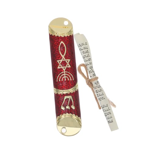 ELAYARD Jüdische Metall Mezuzah Türbehang mit Schriftrolle Dekorativ Leichtes Zinklegierung Ornament Praktisches Religiöses für Zuhause und Büro Gold Rot von ELAYARD