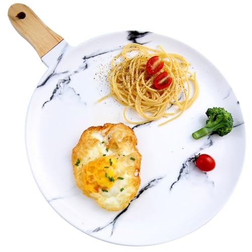 ELAYARD Keramik Servierplatte mit Holzgriff Kleines Rundes Pizzabrett und Dessertteller Lebensmittelecht Hitzebeständig Robust für Snacks und Brot Elegantes Küchenbrett für Gesunde ELAYARD Keramik Servierplatte mit Holzgriff Kleines Rundes Pizzabrett und Dessertteller Lebensmittelecht Hitzebeständig Robust für Snacks und Brot Elegantes Küchenbrett für Gesunde von ELAYARD