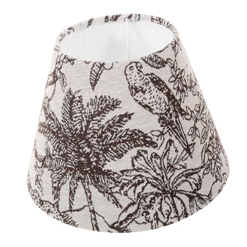 ELAYARD Kleiner Lampenschirm aus Beständigem Stoff mit Fassung Staubschützende Abdeckung Kreatives Tropisches Stickmuster Braun Langlebig und Robust für Wohn Schlafzimmerbeleuchtung von ELAYARD