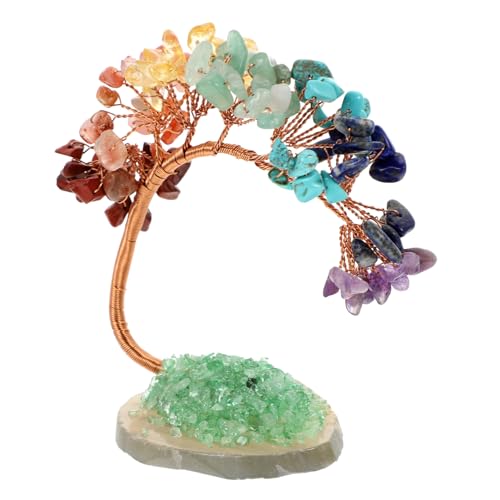 ELAYARD Kristall Lebensbaum Deko Ornament Farbverlauf Desktop Handarbeit mit Halbedelstein Basis Bunte Baumfigur aus Kristallsteinen für Innenraum Dekorativer Glücksbringer für Büro und ELAYARD Kristall Lebensbaum Deko Ornament Farbverlauf Desktop Handarbeit mit Halbedelstein Basis Bunte Baumfigur aus Kristallsteinen für Innenraum Dekorativer Glücksbringer für Büro und von ELAYARD