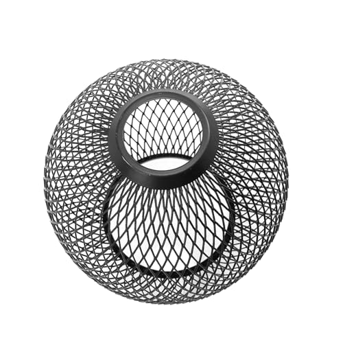 ELAYARD Lampenschirmgehäuse Silber Lampenschirm dekor Schlafzimmer Lampenschirme für Deckenleuchten sphärische Lampenabdeckung aus Metall Glühbirnenkäfig Eisen Schwarz von ELAYARD