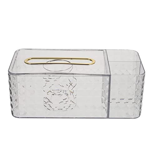 ELAYARD Leichter Multifunktionaler Taschentuchboxhalter mit Transparentem Diamantmuster Desktop Organizer mit Aufbewahrungsfächern für Wohnzimmer Büro und Platzsparend und Robust von ELAYARD