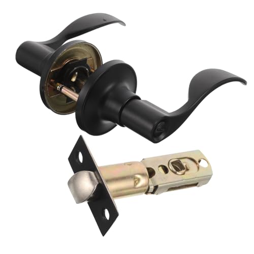 ELAYARD Mattschwarzer Türgriff mit Schloss und Schlüssel Leiser Wellenhebel Reversible Drückergarnitur für Links und Rechts Sicherer Eingangstürgriff für Schlafzimmer Badezimmer und von ELAYARD