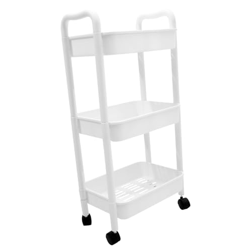ELAYARD Mehrzweck Rollwagen mit Griff Küchenwagen Regal aus Robustem PP Material mit Rollen für Büro Bad Schlafzimmer Weiß ELAYARD Mehrzweck Rollwagen mit Griff Küchenwagen Regal aus Robustem PP Material mit Rollen für Büro Bad Schlafzimmer Weiß von ELAYARD