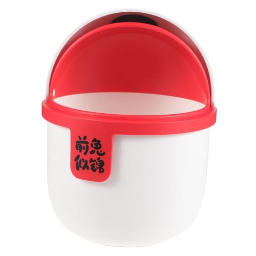 ELAYARD Mini Tischmülleimer mit Deckel Niedlicher Weißer Desktop Abfallbehälter für Büro Küche und Wohnzimmer Kompakter Aufbewahrungsbehälter für Kleine Abfälle für Schreibtisch und von ELAYARD