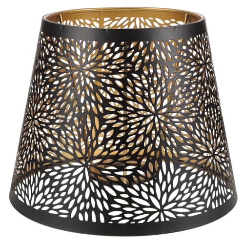 ELAYARD Moderner Metall Lampenschirm Anschluss Hohles Mesh Design Robuster Decken Tischlampenschirm für Schlafzimmer Wohnzimmer Retro industrie stil Schwarze Innenseite mit Goldmuster von ELAYARD