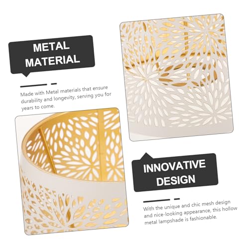 ELAYARD Moderner Metall Lampenschirm mit Hohlmuster Verschleißfest Dekorativ für Tisch Deckenleuchten Minimalistischer Stil Weiß mit Goldenem Innenmuster Einzelverpackt Ersatzschirm von ELAYARD