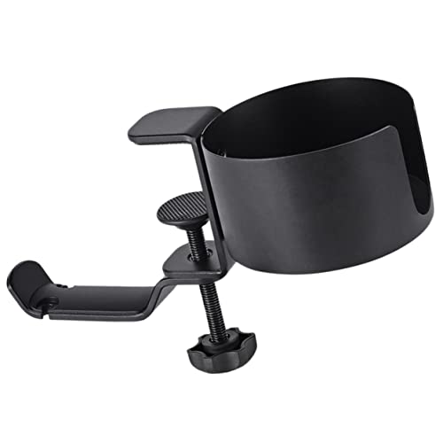 ELAYARD Multifunktionaler Aluminium Kopfhörerhalter und Becherhalter Verstellbarer Drehbarer Headset Hänger für Schreibtisch Stabile Halterung für Tassen Platzsparend unter Dem Tisch von ELAYARD