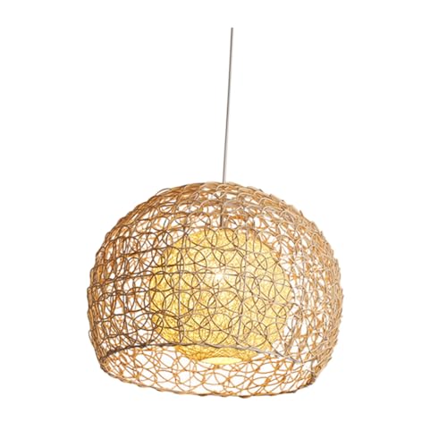ELAYARD Rattan Lampenschirm Vintage Stil Geflochtene Deckenleuchte Abdeckung für Esszimmer Wohnzimmer Natürliche Handgefertigte Pendelleuchte im Japanischen Stil ELAYARD Rattan Lampenschirm Vintage Stil Geflochtene Deckenleuchte Abdeckung für Esszimmer Wohnzimmer Natürliche Handgefertigte Pendelleuchte im Japanischen Stil von ELAYARD