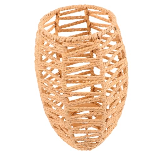 ELAYARD Retro Lampenschirm aus Papierseil Vintage Deckenleuchte im Chinesischen Stil Langlebiger Runder Lampenschirm für Wohnzimmer Schlafzimmer Natürlicher Ersatz Lampenabdeckung DIY von ELAYARD