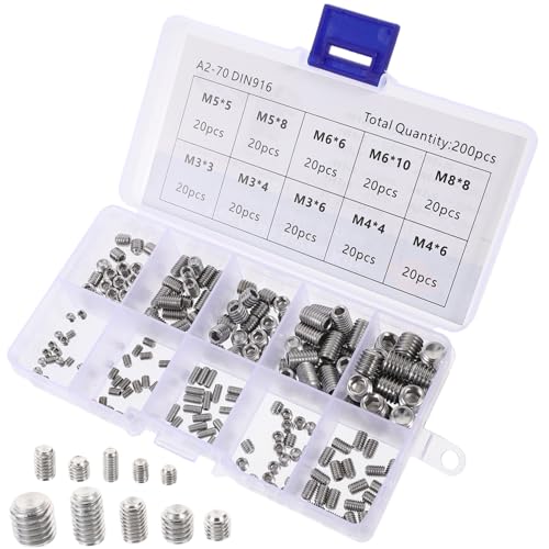 ELAYARD Teiliges Edelstahl Innensechskant Gewindestifte Schrauben Sortiment Kopflose Madenschrauben Kit für Lichtmontage Wasserhähne Türgriffe und Kleine Reparaturen ELAYARD Teiliges Edelstahl Innensechskant Gewindestifte Schrauben Sortiment Kopflose Madenschrauben Kit für Lichtmontage Wasserhähne Türgriffe und Kleine Reparaturen von ELAYARD