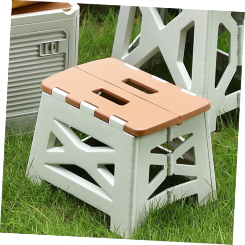 ELAYARD Tragbarer Klappbarer Hocker Klein Leicht Faltbar Kompakt Platzsparend Outdoor Sitzhocker für Camping Angeln Garten Wandern mit Robustem Kunststoff in Khaki von ELAYARD