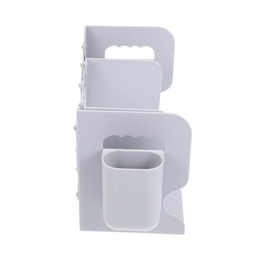 ELAYARD Verstellbare Buchstütze mit Stifthalter Faltbares Desktop Organizer Stabiler Bücherhalter für Büro Schlafzimmer und Bibliothek Graues Design für Ordentliche Ablage von ELAYARD