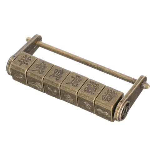 ELAYARD Vintage Chinesisches Kombinations Zahlenschloss aus Kupfer mit Traditionellem Tierkreisgravur Antikes Design Rostfrei Einzigartiges Passwort für Schmuckkästchen und von ELAYARD