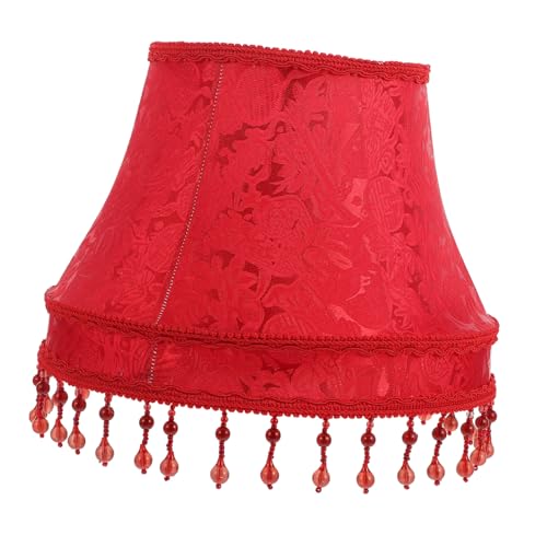 ELAYARD Vintage Stofflampenschirm mit Hängeleisten Robuster Eisenrahmen Einfache Montage Kompatibel mit Tischlampen und Stehleuchten Hochwertiger Roter Lampenschirm Dekoratives Retro von ELAYARD