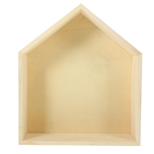 ELAYARD Wandregal Hausform aus Holz Schwebendes Pentagonal Regal in Naturholzoptik Mittelgroß Robustes Wandboard für Wohnzimmer Schlafzimmer Küche Dekorativ und Praktisches von ELAYARD