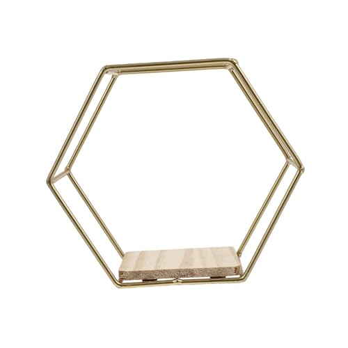 ELAYARD Wandregal Sechseckig Dekoratives Wandmontiertes Aufbewahrungsregal Multifunktional für Wohnzimmer Schlafzimmer Büro Stilvolles Hexagon Lagerregal in Gold von ELAYARD