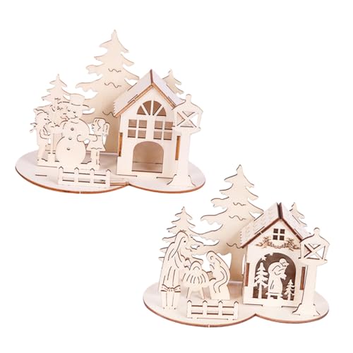 ELAYARD Weihnachtliche Holz Dekorationssets Teilig DIY Geschnitzt Bemalbar mit Schneemann und Familie Kreatives Holzanhänger für Weihnachtsdeko und Partygestaltung von ELAYARD