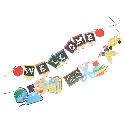 ELAYARD Willkommen Zurück Banner Schuldekoration Farbige Wimpelkette mit Welcome Langlebig Bedruckt als Foto Hintergrund und Partydeko für Einschulung und Schulstart ELAYARD Willkommen Zurück Banner Schuldekoration Farbige Wimpelkette mit Welcome Langlebig Bedruckt als Foto Hintergrund und Partydeko für Einschulung und Schulstart von ELAYARD