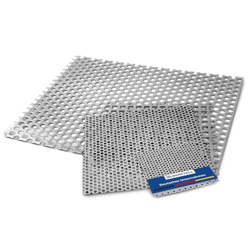 Elbemetall Lochblech Aluminium 200 x 400 mm mit 2,0 mm Stärke/Metall Lochblech 5 mm Rundloch, 8 mm Lochabstand/Lochbleche aus Al 99,5 Werkstoff/hochwertiges Lochblech aus Metall von ELBEMETALL