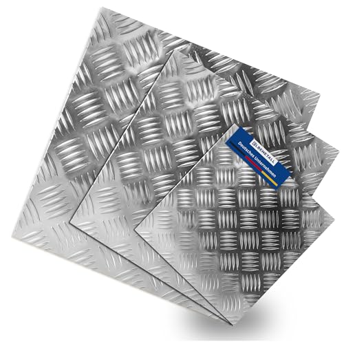 Elbemetall Riffelblech 500 x 850 mm Quintett 5/6,5 mm stark/Riffelblech Aluminium Zuschnitt nach Maß/Tränenblech Alu ohne Farbbeschichtung/Riffelblech Alu EN AW-5754 H114 von ELBEMETALL