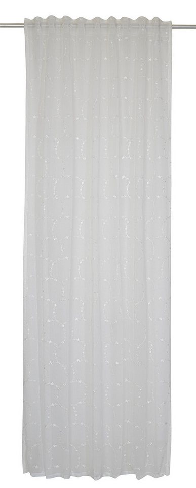 ELBERSDRUCKE Vorhang Gardine mit verdeckten Schlaufen Elin weiß halbtransparent 255x140cm (1 St), halbtransparent von ELBERSDRUCKE