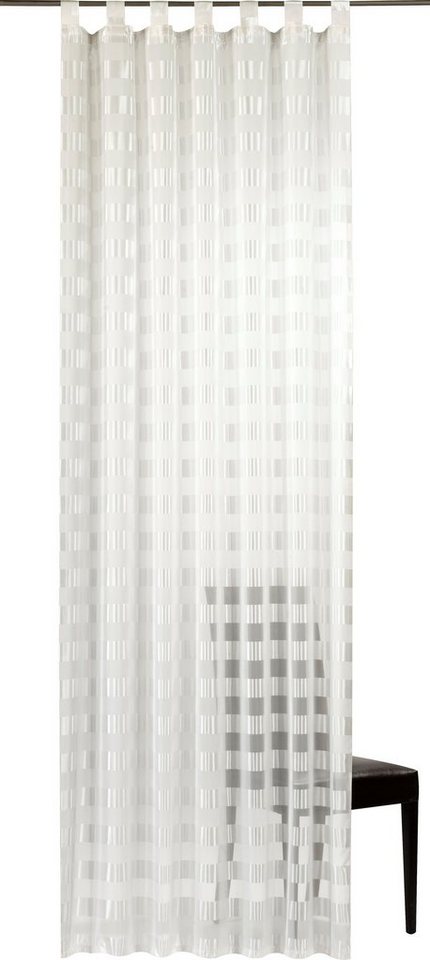 Gardine Karo-Voile, ELBERSDRUCKE, Schlaufen (1 St), halbtransparent, Voile von ELBERSDRUCKE