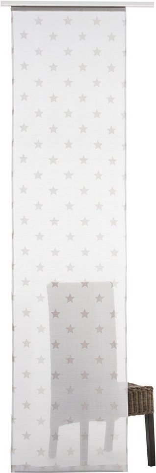 Schiebegardine Stars Allover 00 weiß, ELBERSDRUCKE, Klettband (1 St), transparent, Voile von ELBERSDRUCKE