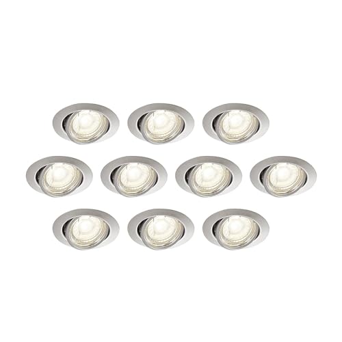 ELC 10er Set Einbaustrahler flach, schwenkbar 30°, Einbauleuchte je 1x GU10 max. 35W, ohne Leuchtmittel, IP20, Decken Spot Wohnzimmer, Esszimmer von ELC European Lighting Circle