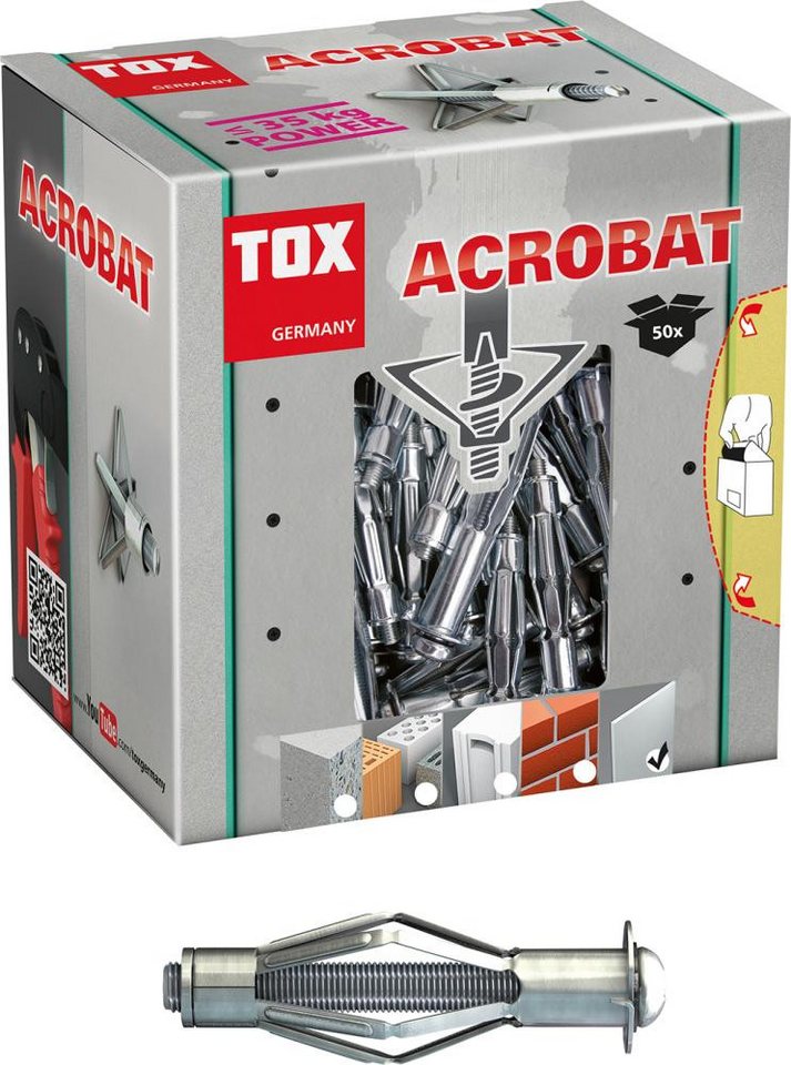 ELC Dübel-Set TOX Metall-Hohlraumdübel Acrobat M5/52 KT ELC Dübel-Set TOX Metall-Hohlraumdübel Acrobat M5/52 KT von ELC