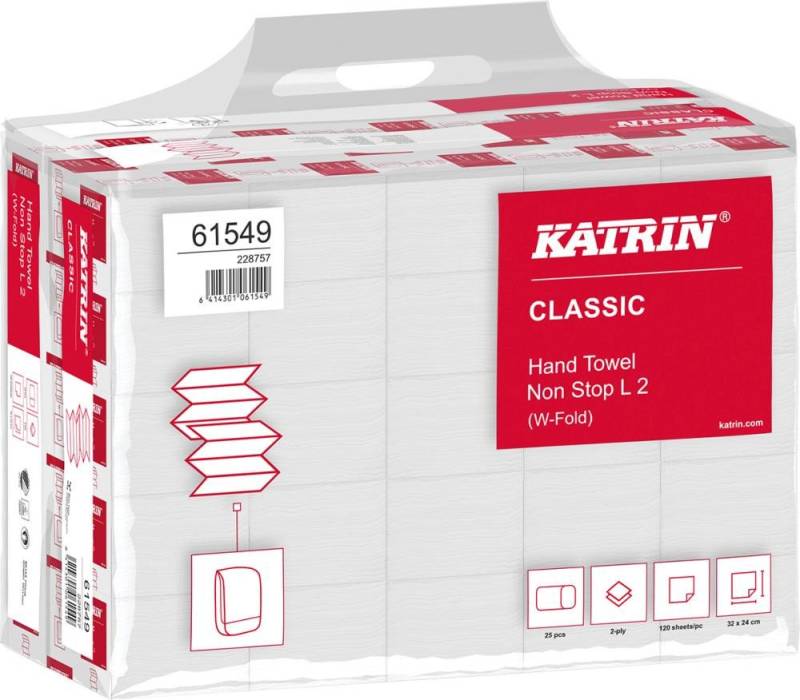 ELC Papierhandtuch Katrin Class. Non-Stop L2 weiß 2-lagig 24 x 32cm Handy Pack von ELC