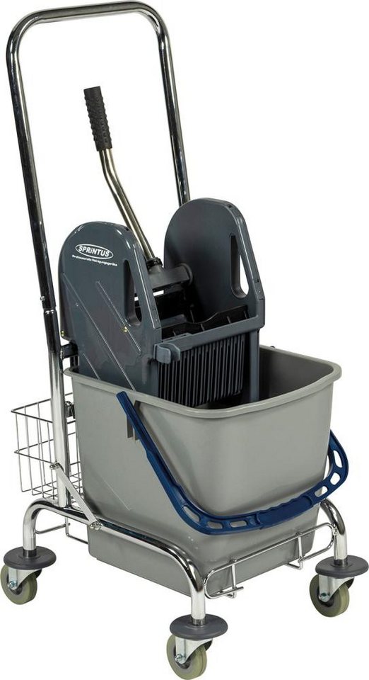 ELC Rollwagen Einfachfahreimer chrom 1x27l m.Presse ELC Rollwagen Einfachfahreimer chrom 1x27l m.Presse von ELC