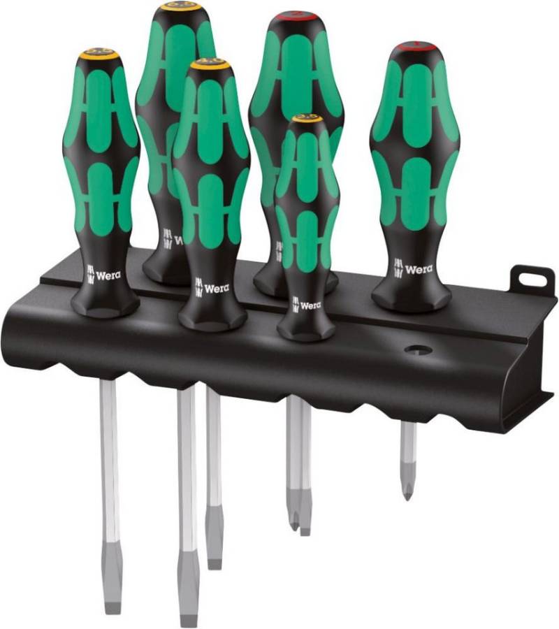 ELC Schraubendreher Wera 334 SK/6 Rack Schraubendrehersatz Kraftform Plus Lasertip + Rack von ELC