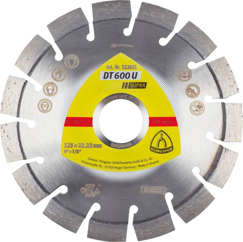 ELC Trennscheiben Diamanttrennscheibe DT/SUPRA/DT600U/S/115X2,4 X22,23/13K/9 KLINGSPOR von ELC
