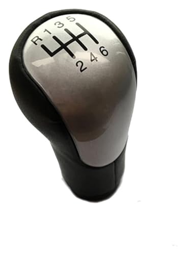 ELCEAMMDLW Schalthebel Auto Kompatibel mit Ford Kompatibel mit FIESTA Kompatibel mit FUSION 2002-2008 Auto Schaltknauf Griff Mit Staub Abdeckung Styling(6 Speed Silver) von ELCEAMMDLW