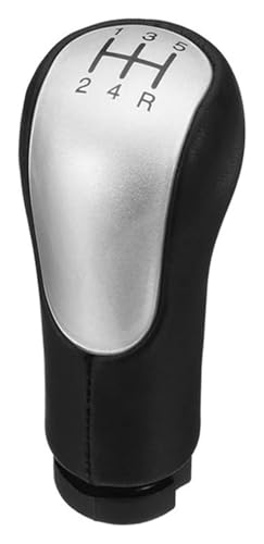 ELCEAMMDLW Schalthebel Auto Kompatibel mit Ford Kompatibel mit FIESTA Kompatibel mit FUSION 2002-2008 MT 5 6 Gang Auto Schaltknauf Griff Kofferraumabdeckung Gamasche(Sliver 5 Speed) von ELCEAMMDLW